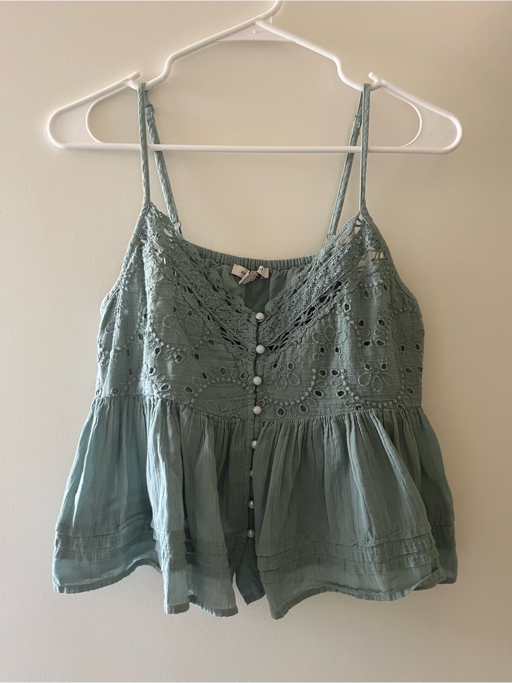 American Eagle Outfitters Teal Eyelet Button Cami